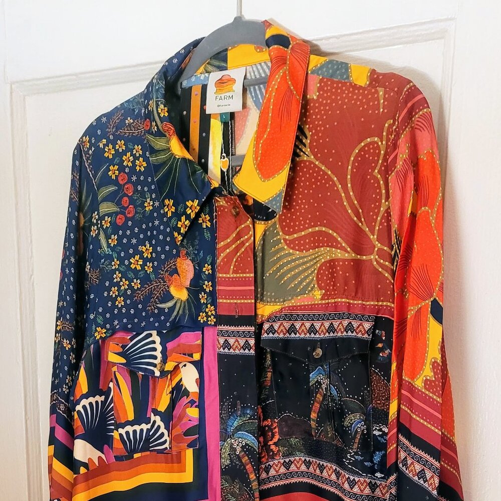 Farm Rio Mix Scarves Chemise Dress